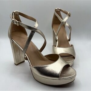 NATURALIZER Melody Platform Sandal Size 8.5 Gold Metallic Strappy Heels NWOB